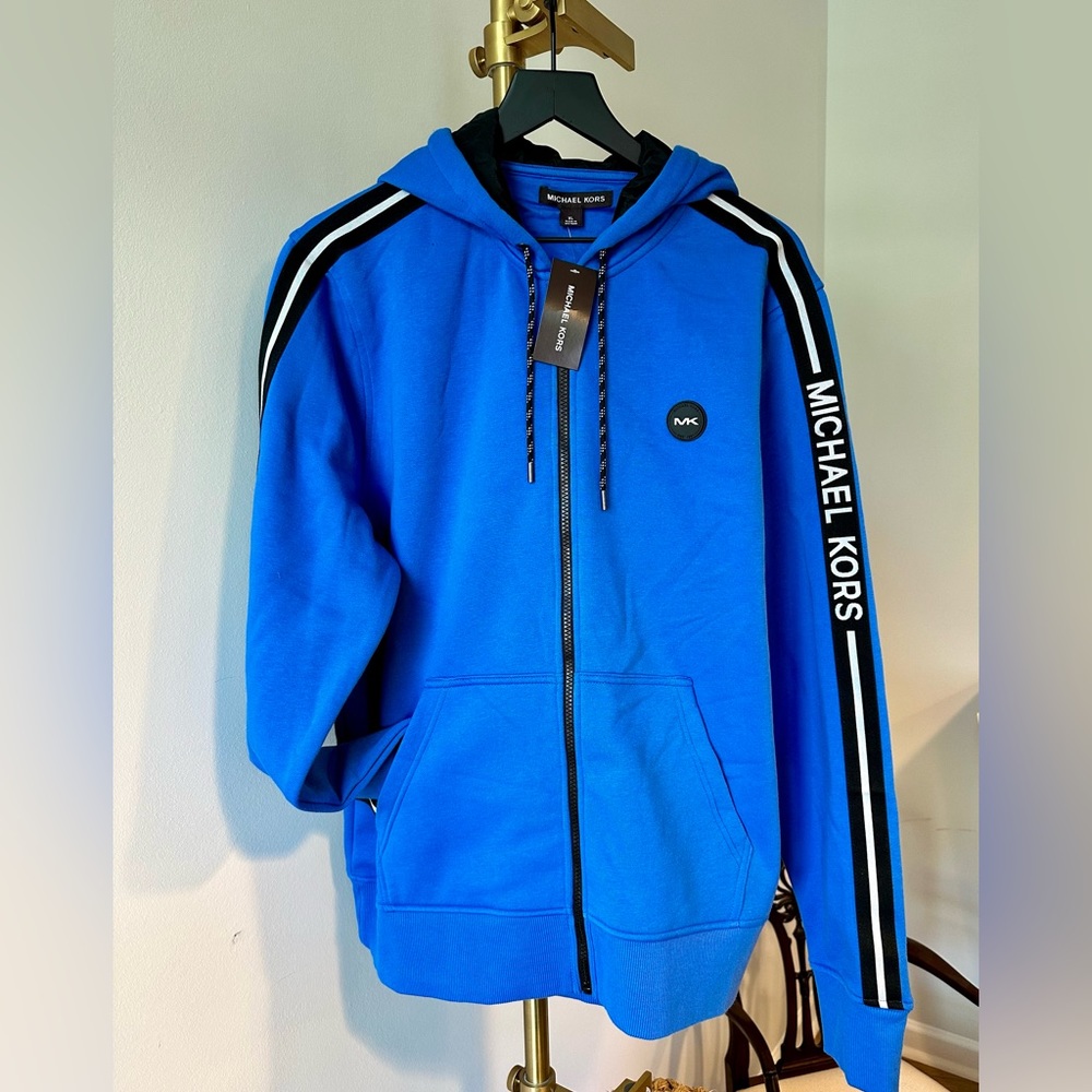 COPY - Michael Kors Mens Arm Logo white Hooded Sweatshirt Full Zip Hoodie. New/…